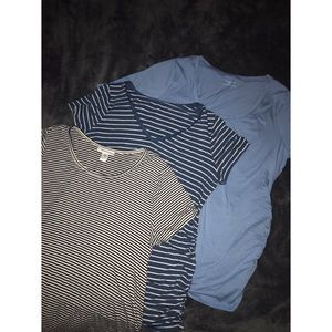 3 Blue maternity shirts